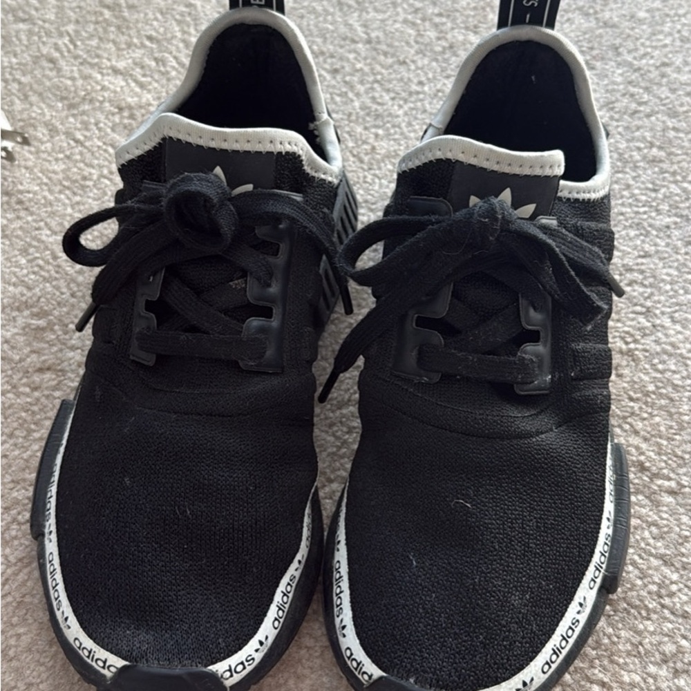 adidas women’s Black and White Knit Lace-Up Sneakers